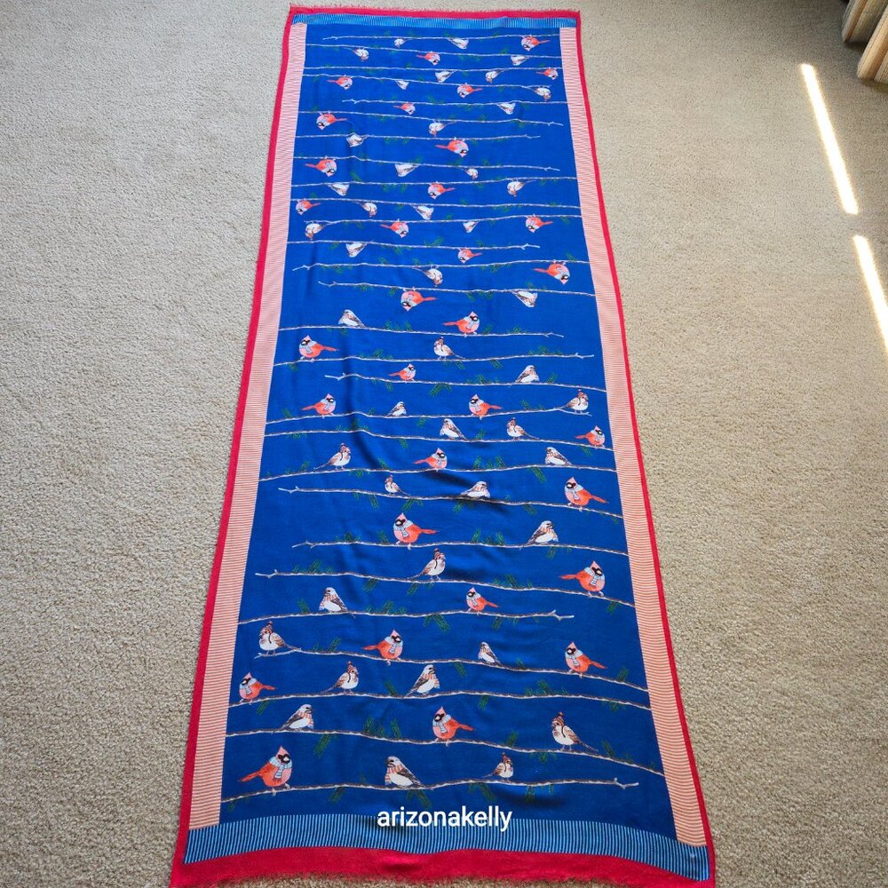 Talbots Winter Weather Birds Scarf Vicose/Silk Blend Birders Birdwatching - Picture 2 of 13